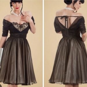 Retro Pin-up Fit & Flare Black Dress